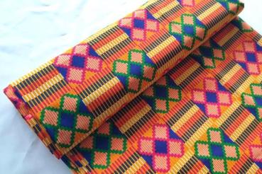 PINK GREEN CROSS Afrikanischer-Kente-Stoff